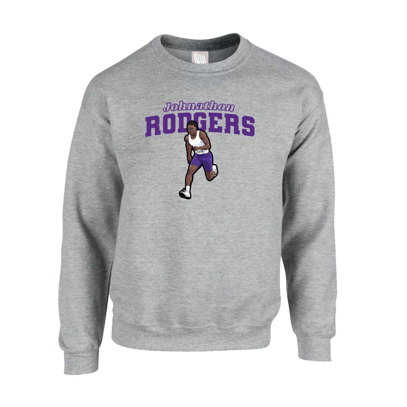 Fleece Crew — Name Arch in Grey