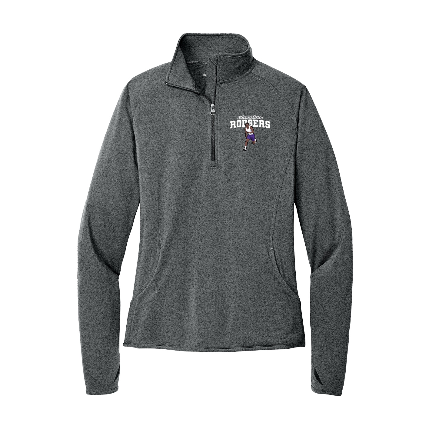 Women's Q-Zip Pullover — Name Arch in Grey