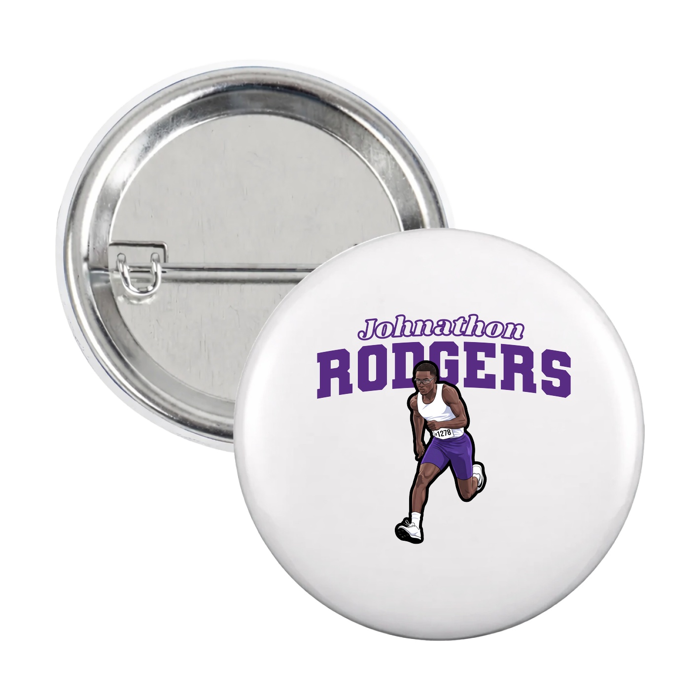 Game Day Button — Name Arch in White