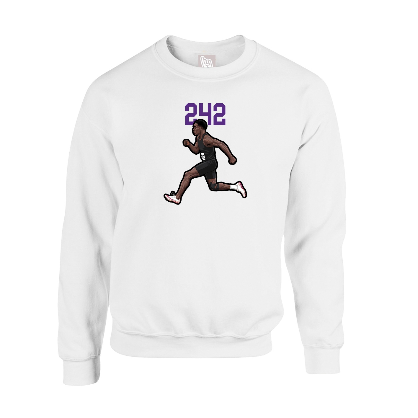 Fleece Crew — Number Top in White