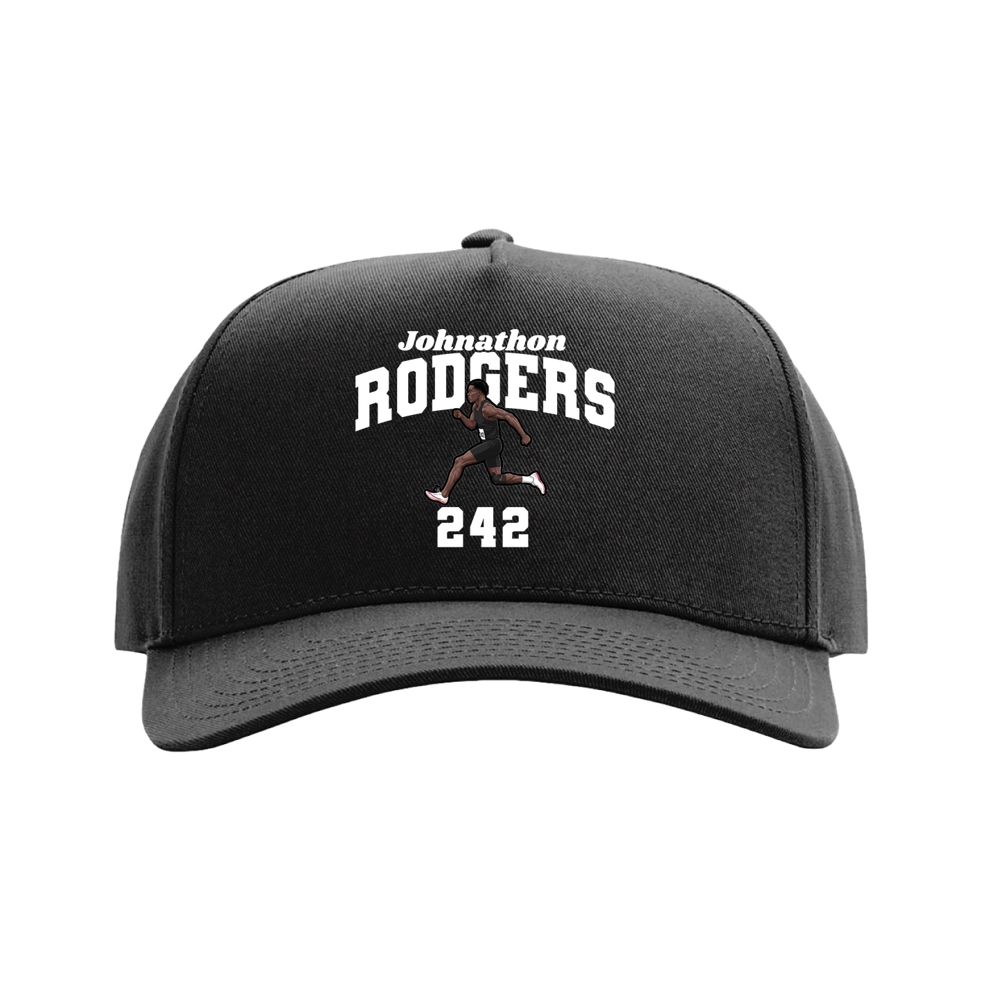 Full Fabric Five-Panel Champ Cap — Signature Arch in Black
