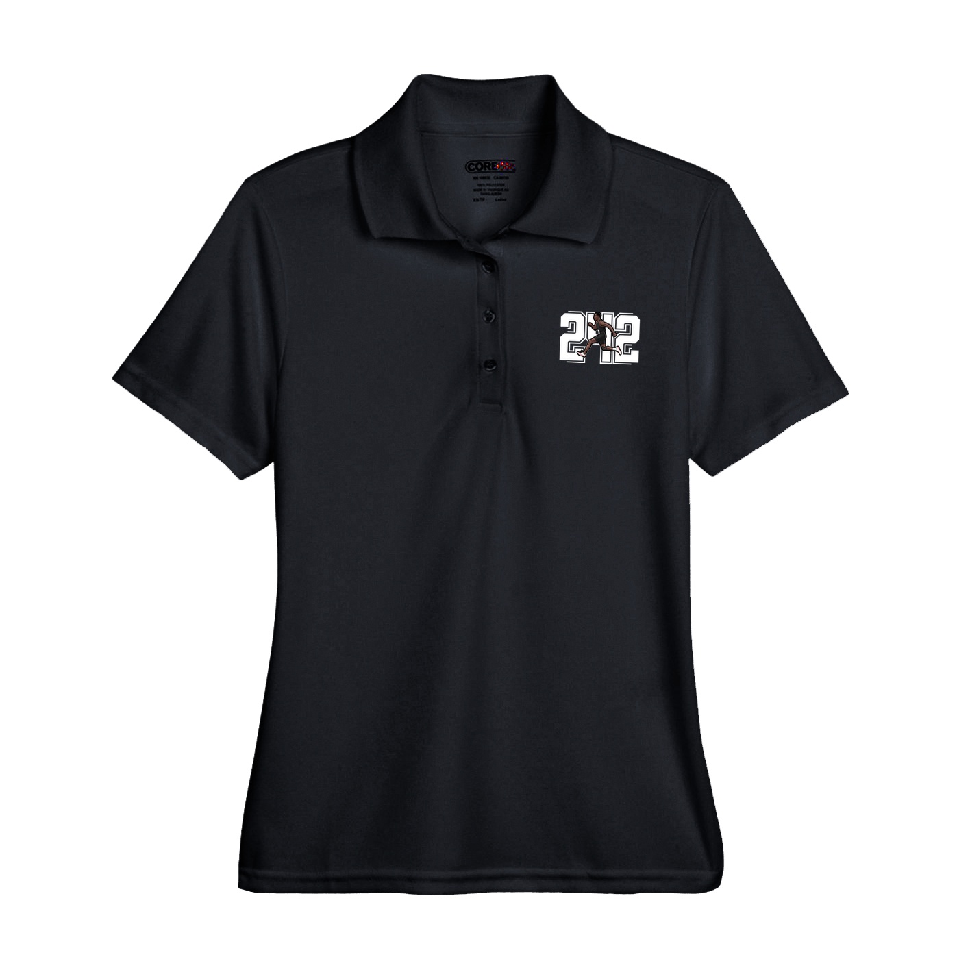 Womens Performance Polo — Number in Black