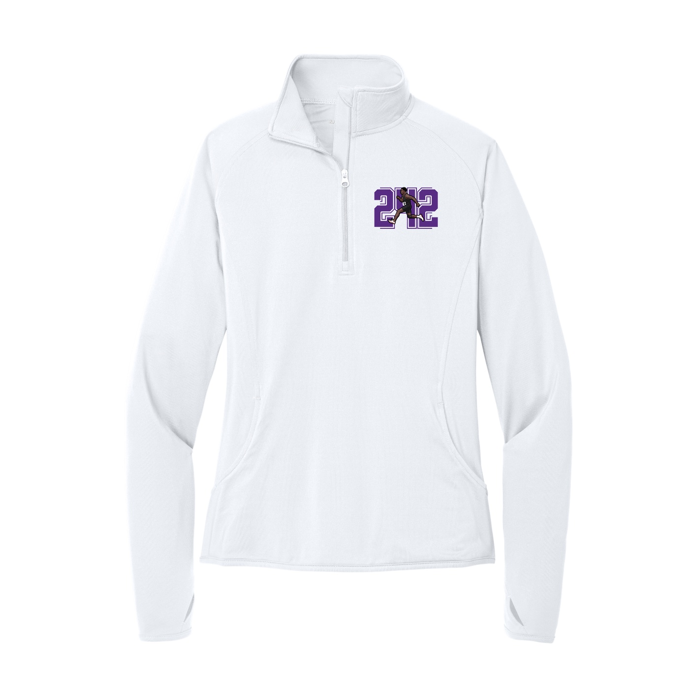 Women's Q-Zip Pullover — Number in White
