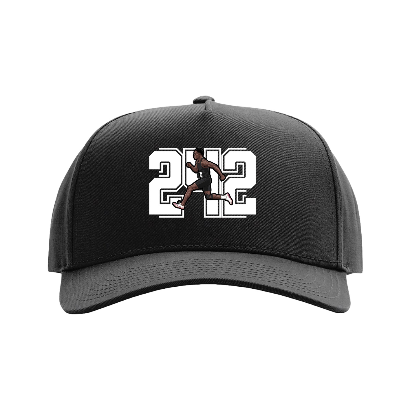Full Fabric Five-Panel Champ Cap — Number in Black