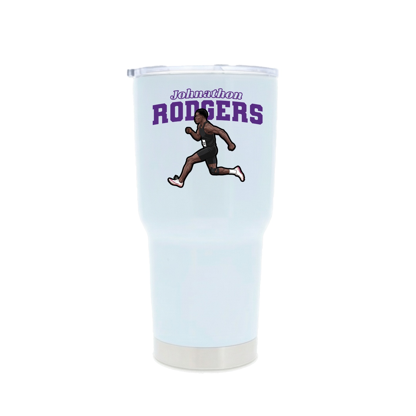 30oz Stainless Steel Tumbler — Name Arch in White