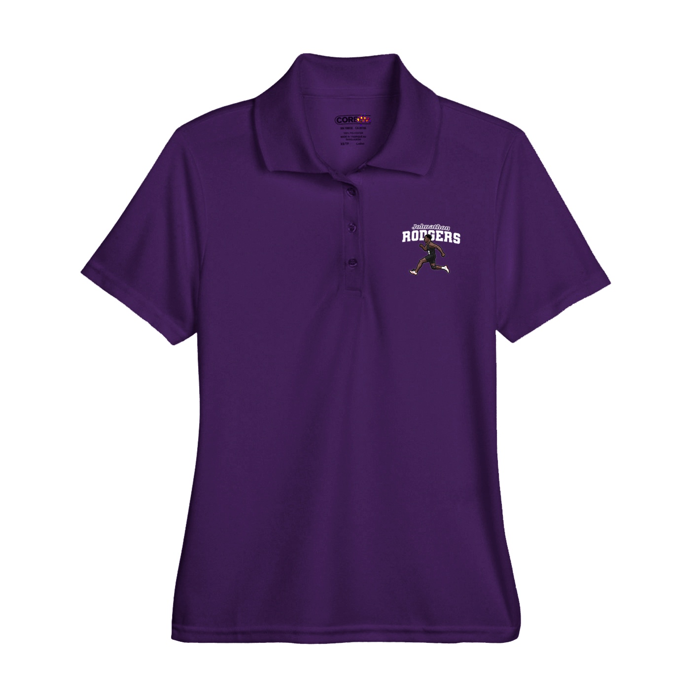 Womens Performance Polo — Name Arch in Purple