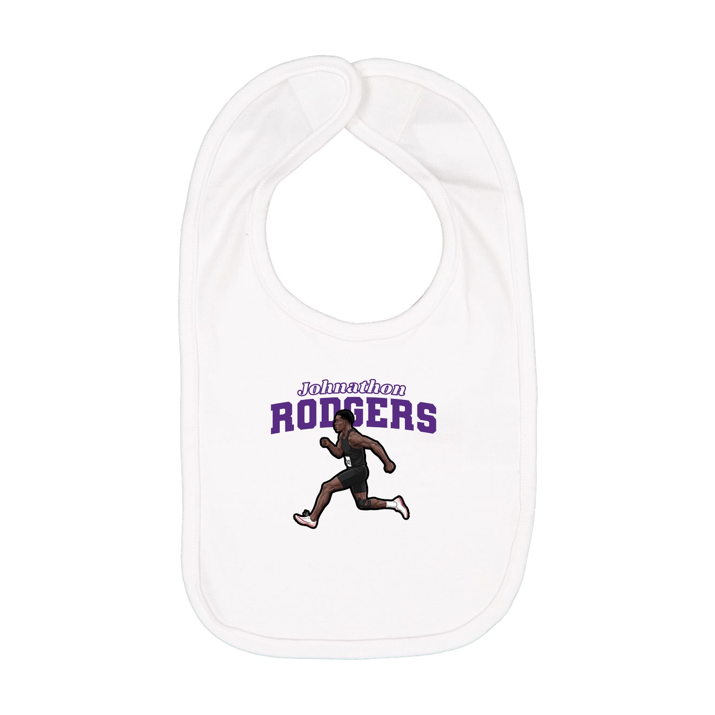 Infant Bib — Name Arch in White