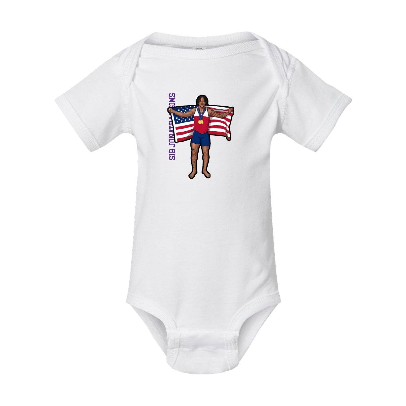 Baby Onesie — Name Vertical in White