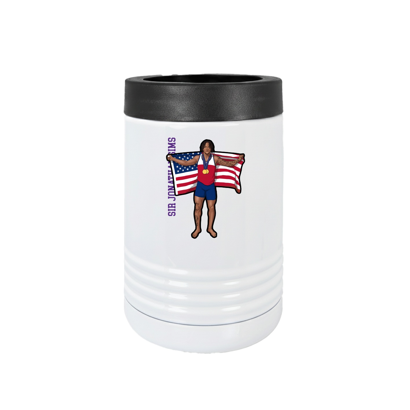 Beverage Holder — Name Vertical in White