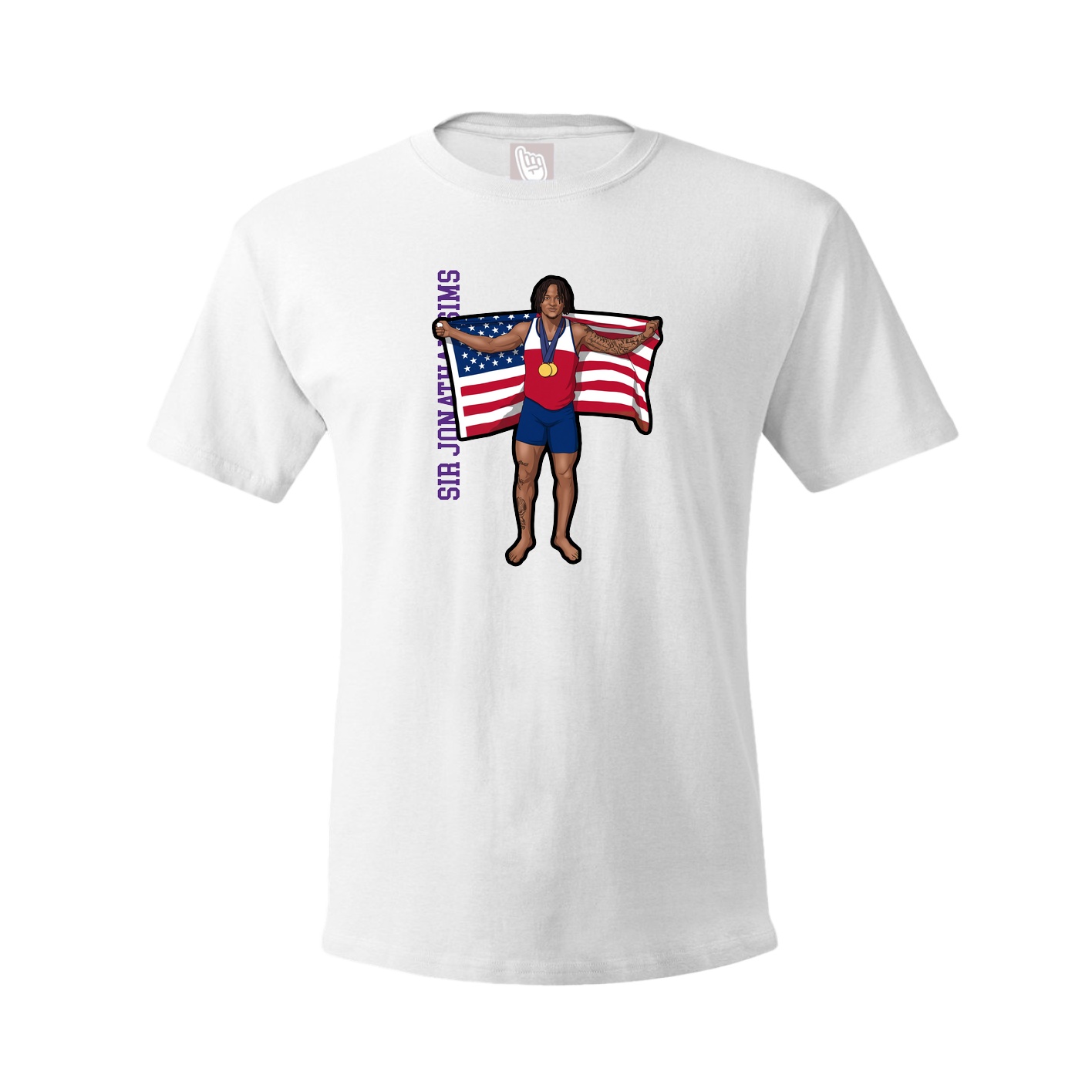 Tee — Name Vertical in White