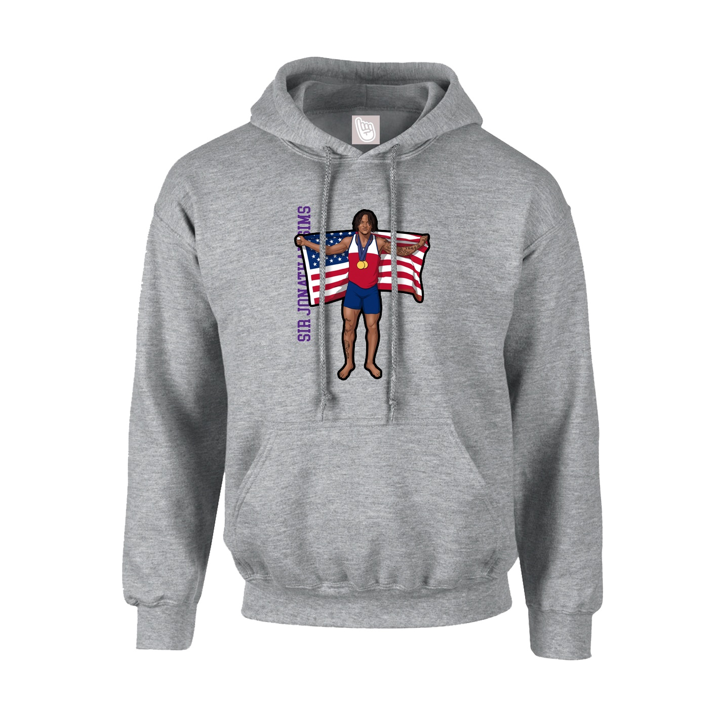 Youth Hoodie — Name Vertical in Grey