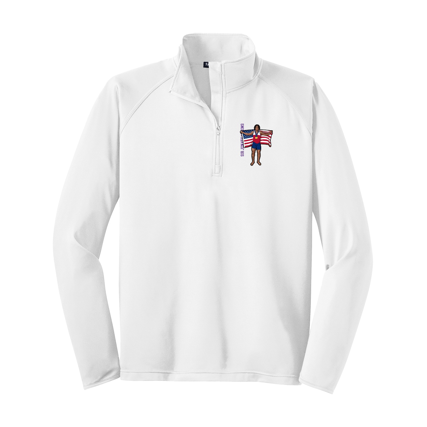 Q-Zip Pullover — Name Vertical in White