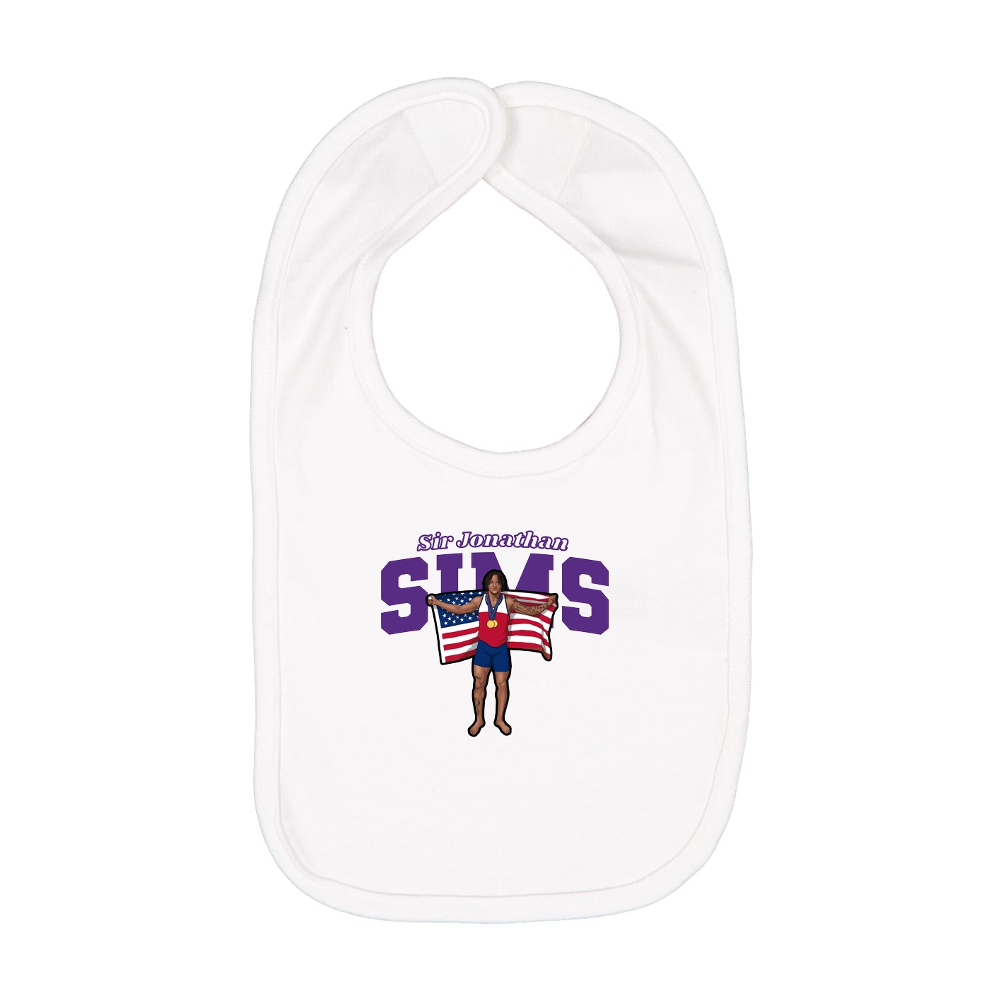 Infant Bib — Name Arch in White