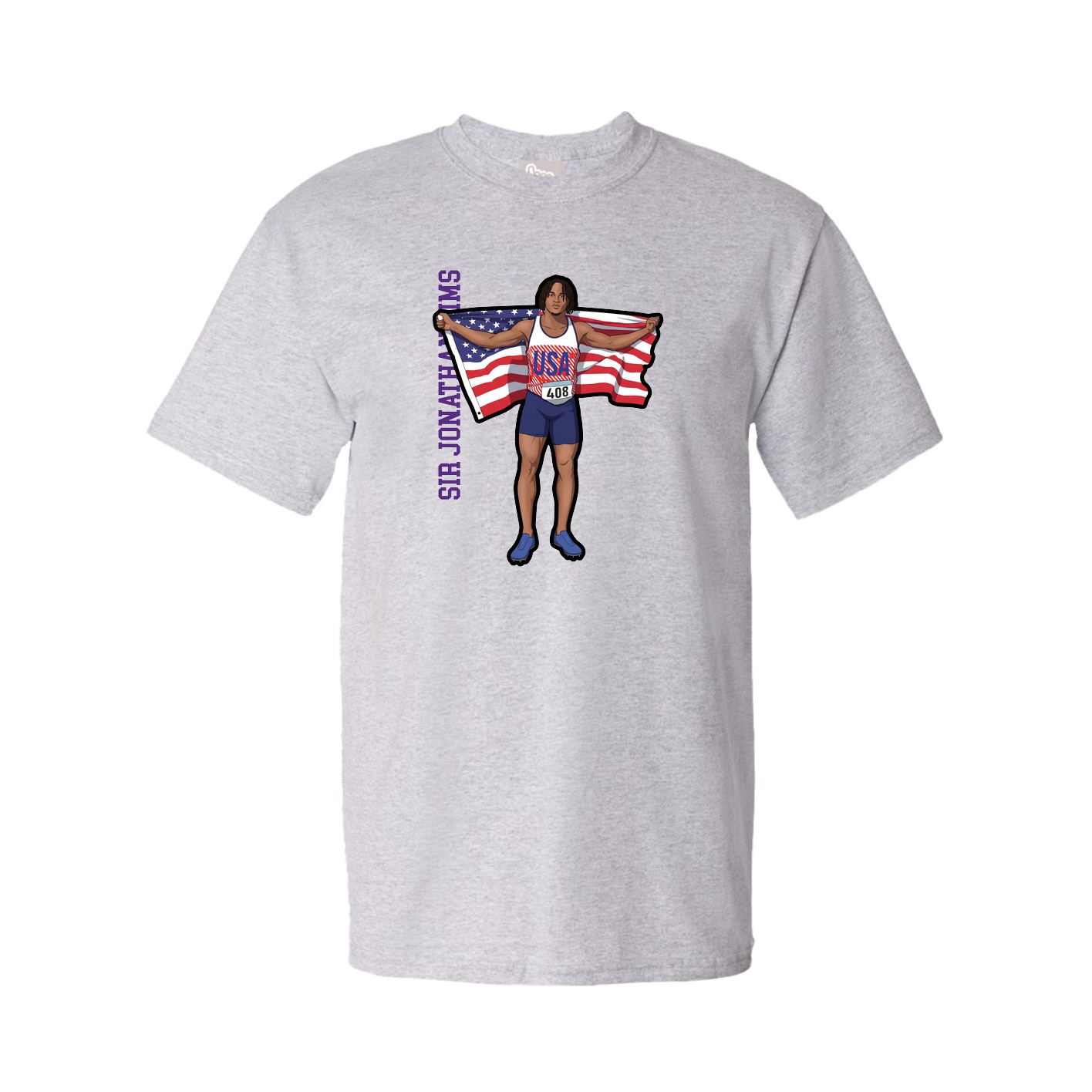 Youth Tee — Name Vertical in Grey