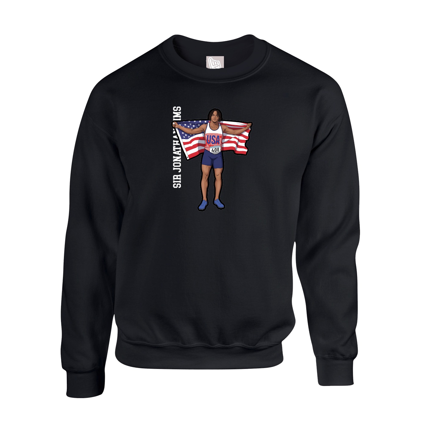 Fleece Crew — Name Vertical in Black