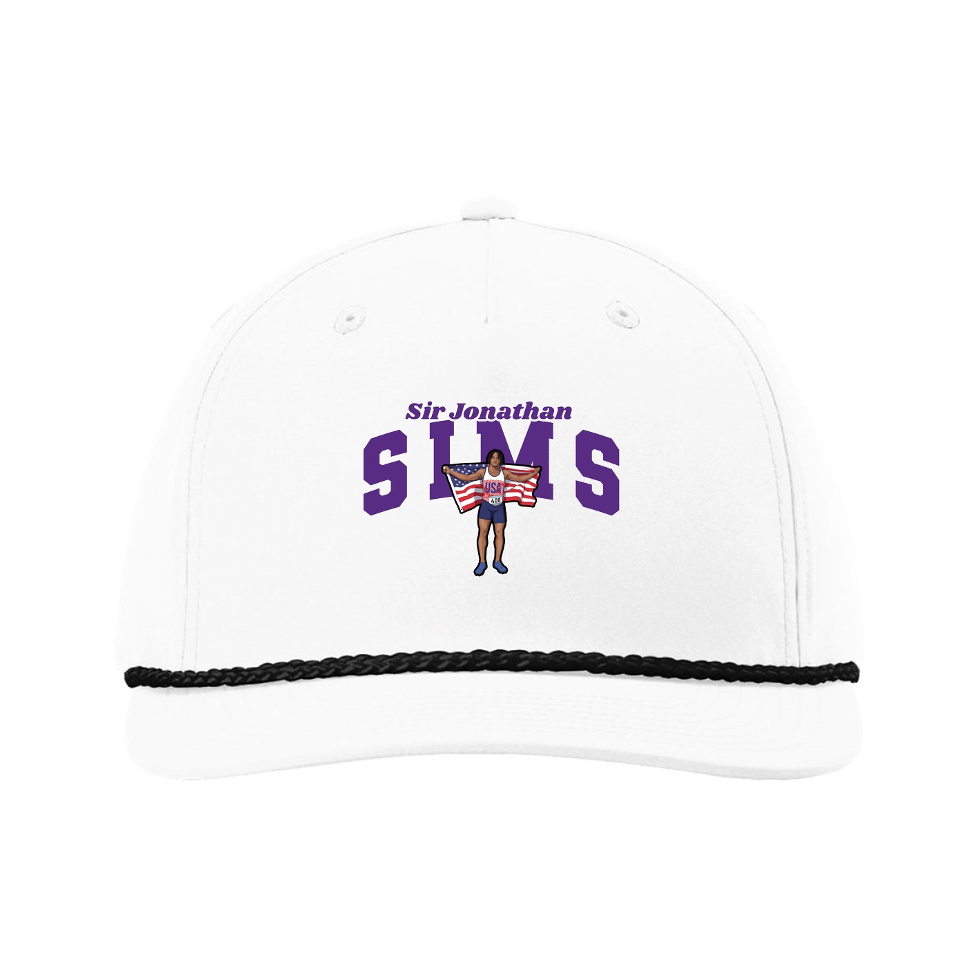 Five-Panel Classic Rope Cap — Signature Arch in White