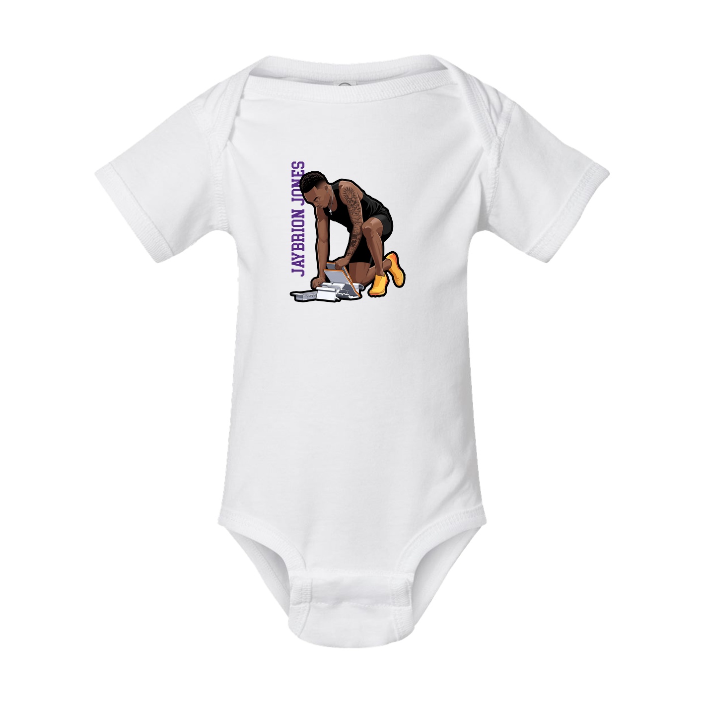 Baby Onesie — Name Vertical in White