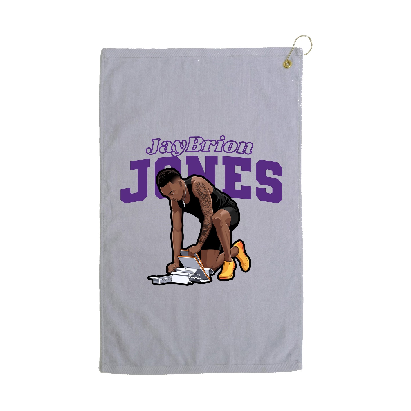 Golf Towel — Name Arch in Grey