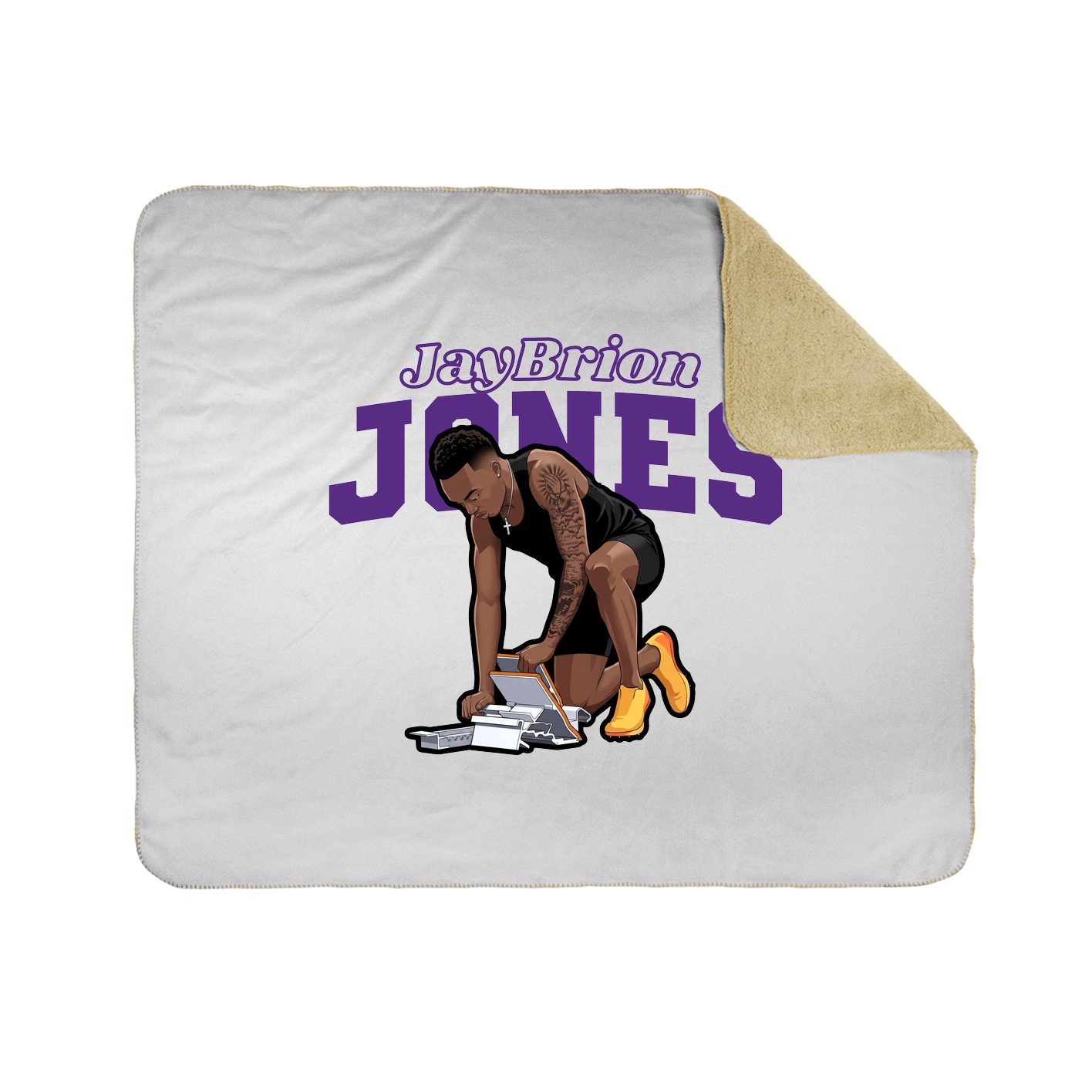 Throw Blanket — Name Arch in White