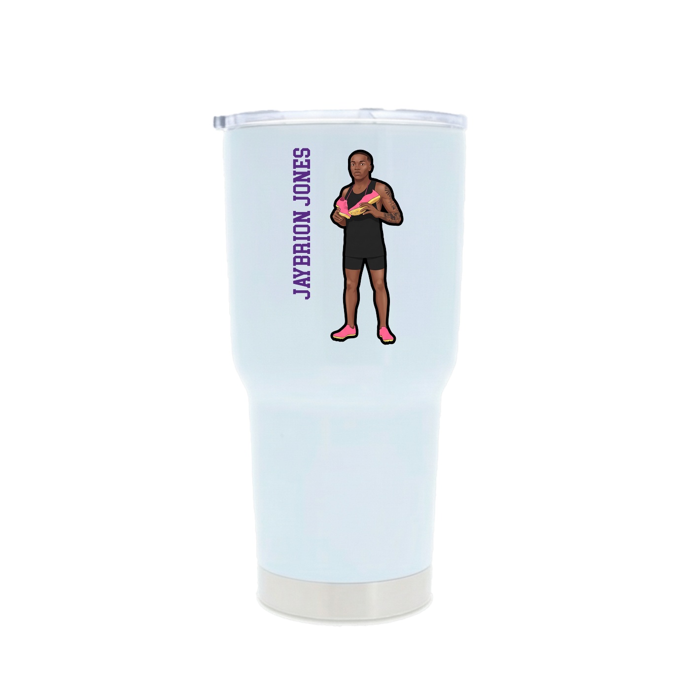 30oz Stainless Steel Tumbler — Name Vertical in White