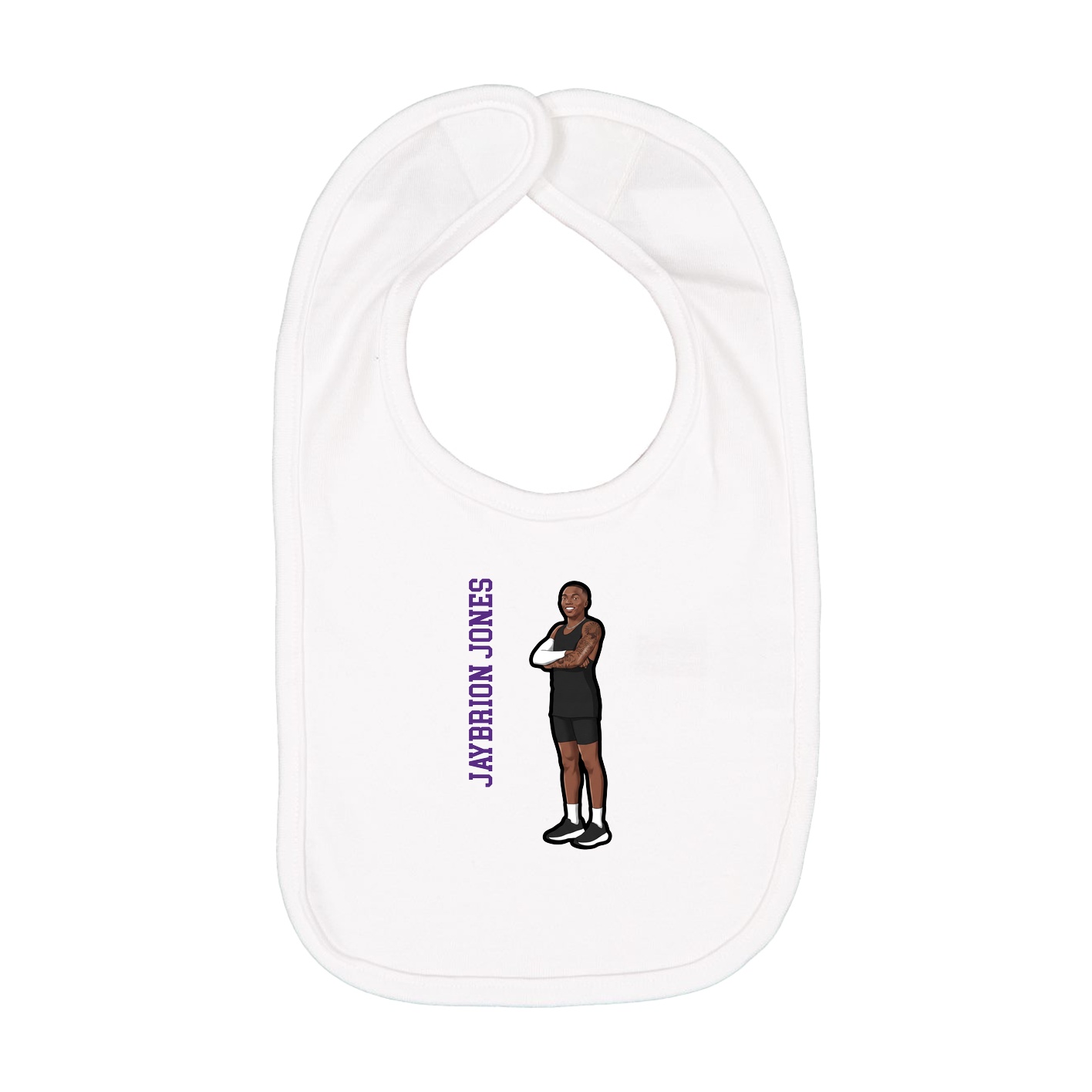 Infant Bib — Name Vertical in White