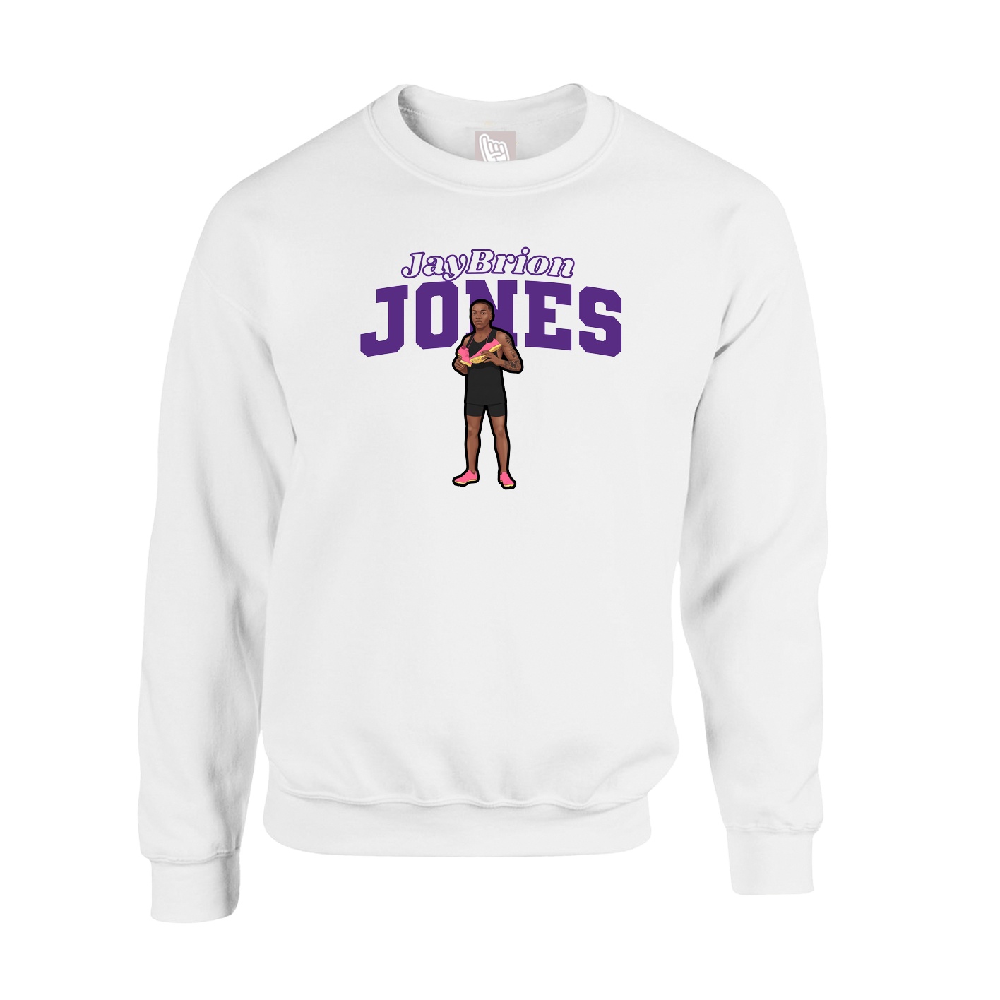 Fleece Crew — Name Arch in White