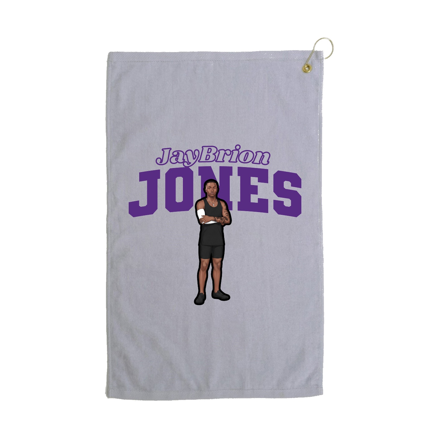 Golf Towel — Name Arch in Grey