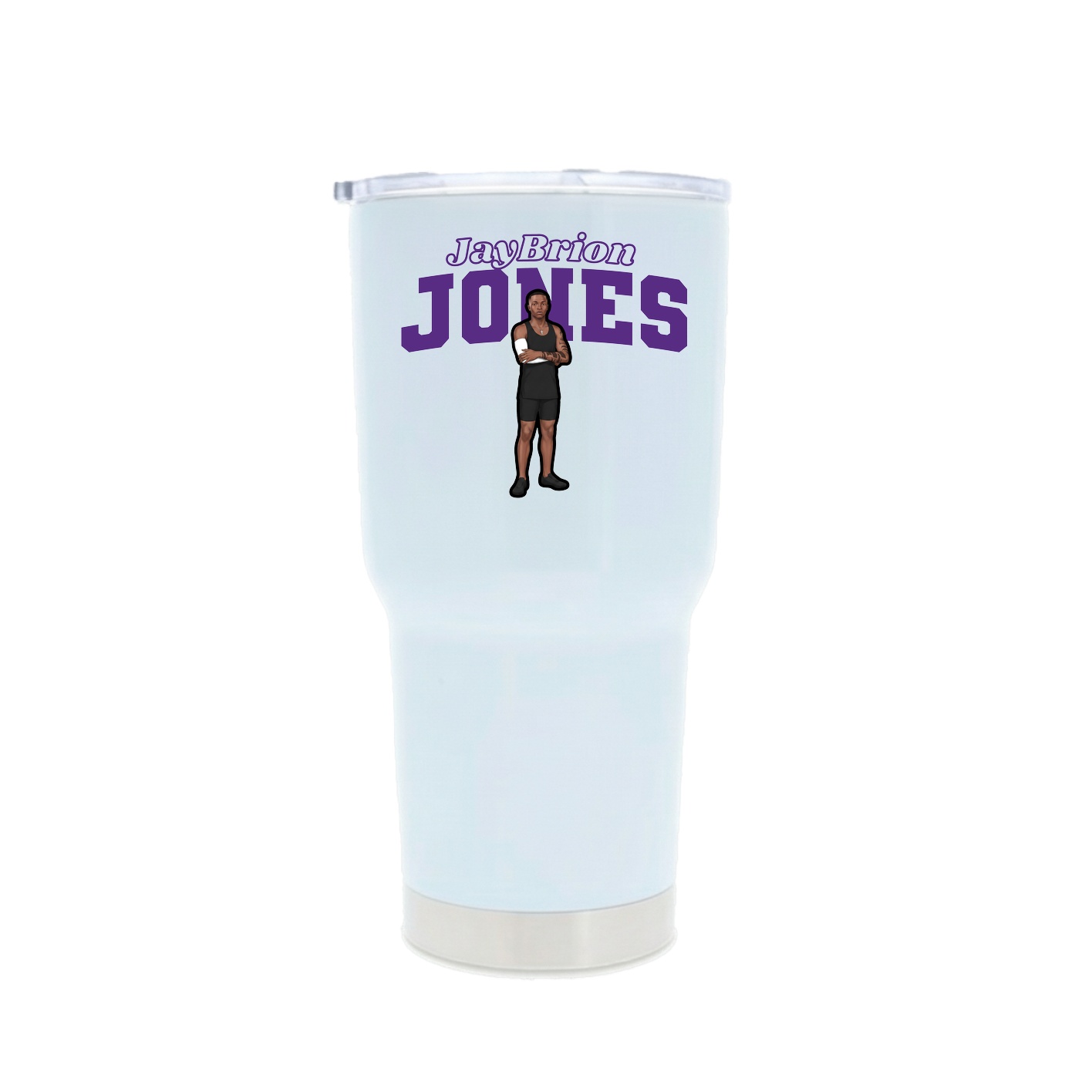 30oz Stainless Steel Tumbler — Name Arch in White