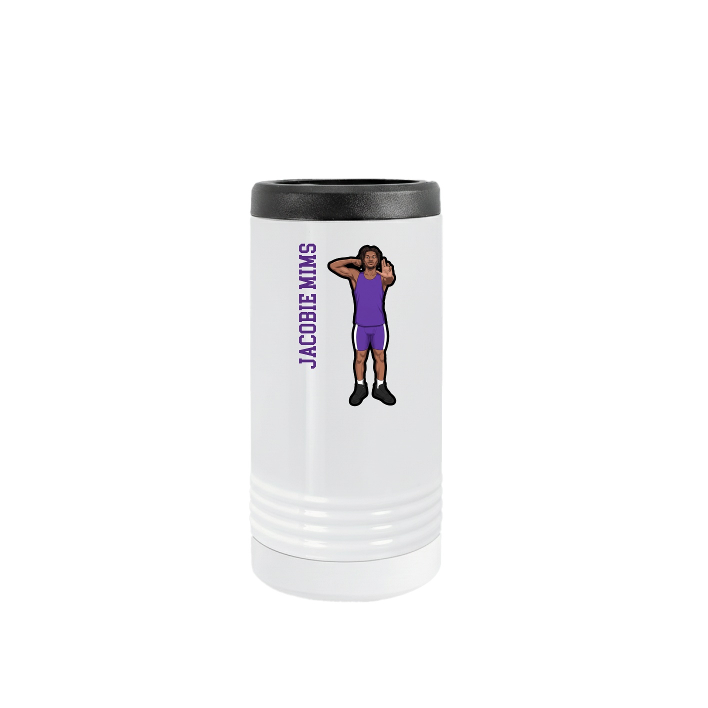 Slim Beverage Holder — Name Vertical in White