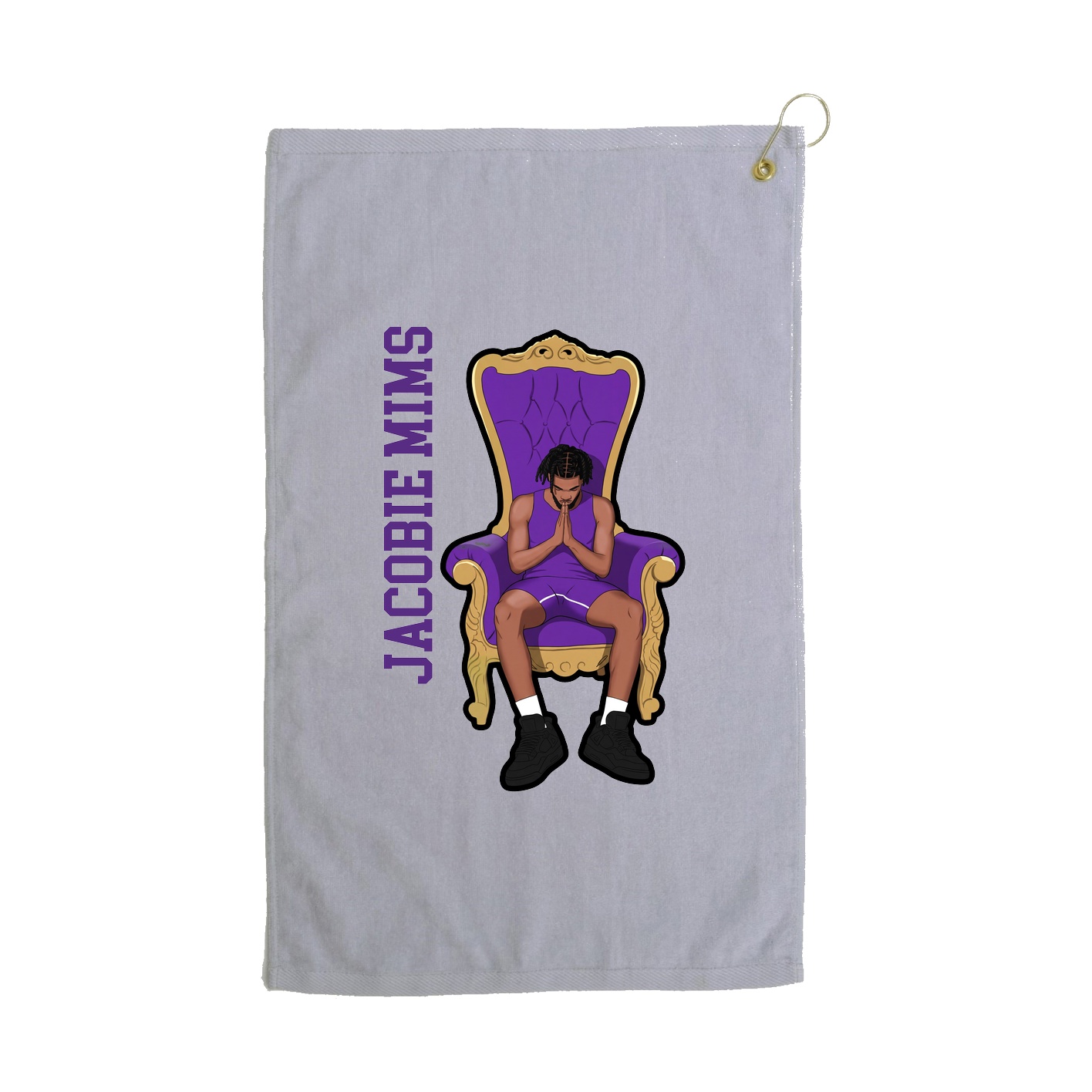 Golf Towel — Name Vertical in Grey