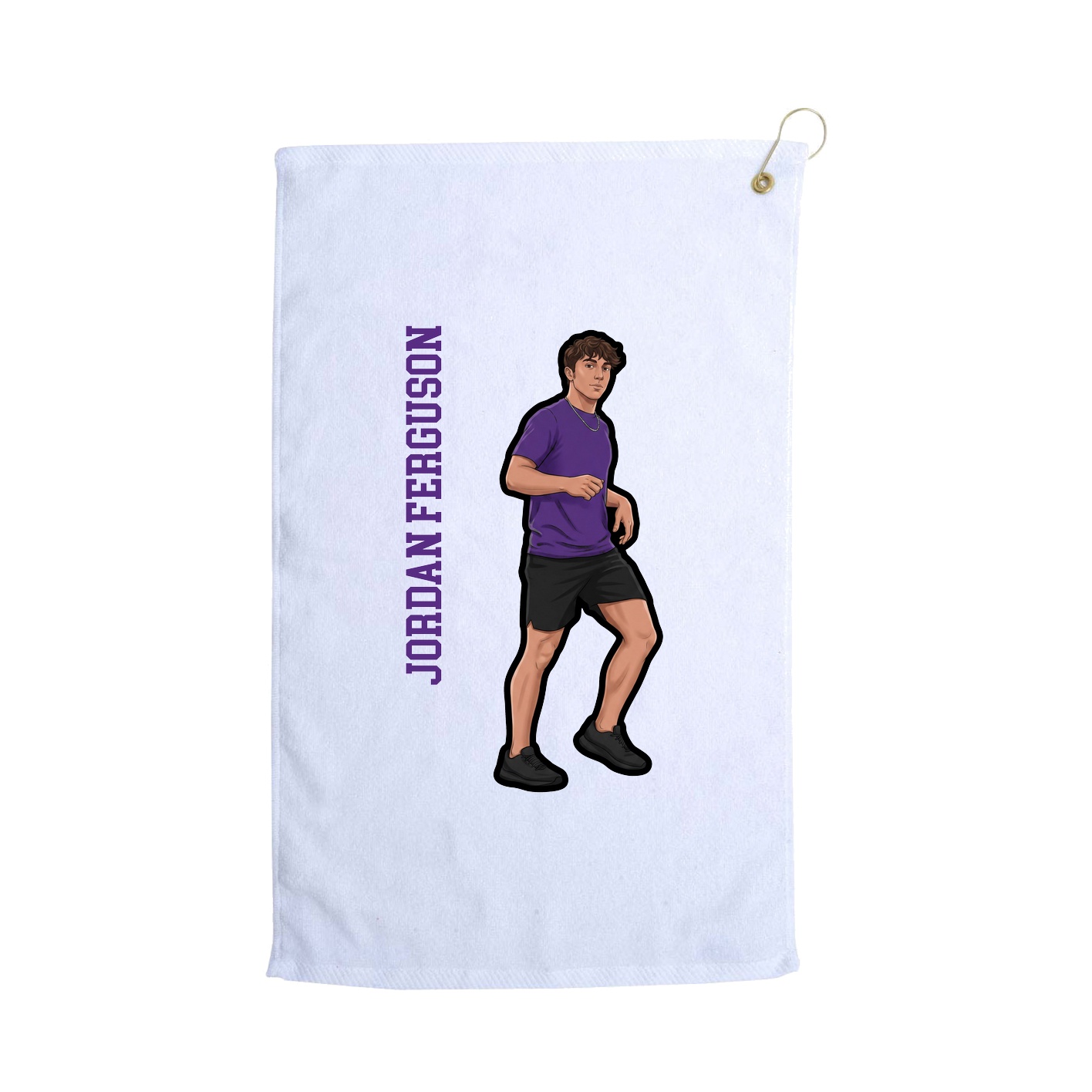 Golf Towel — Name Vertical in White