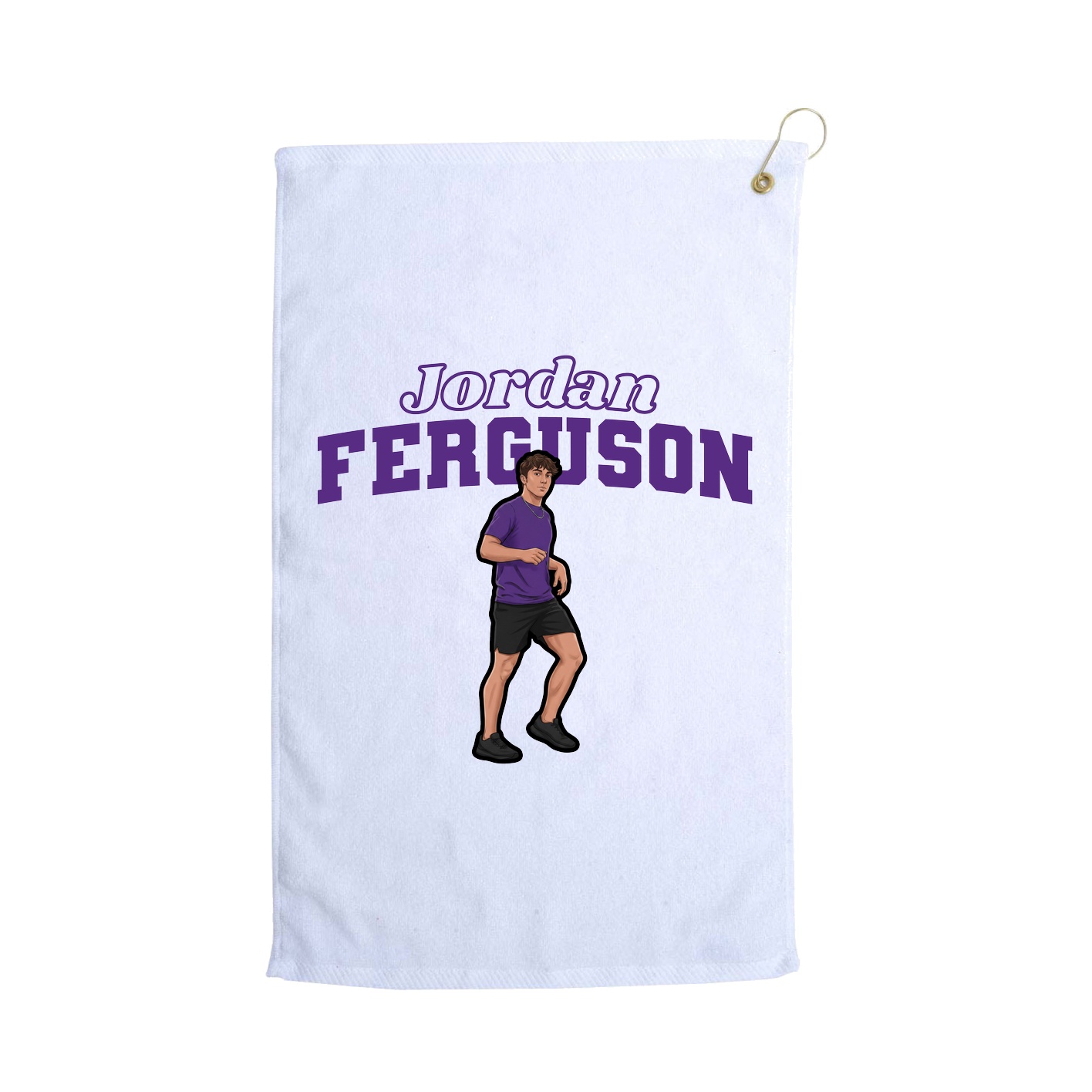 Golf Towel — Name Arch in White