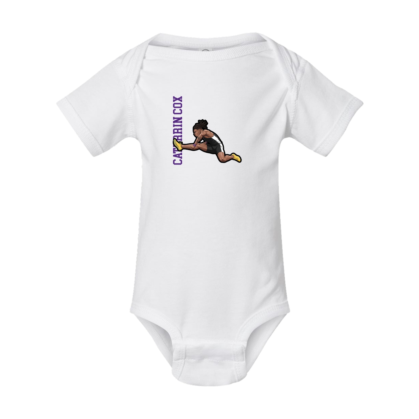 Baby Onesie — Name Vertical in White