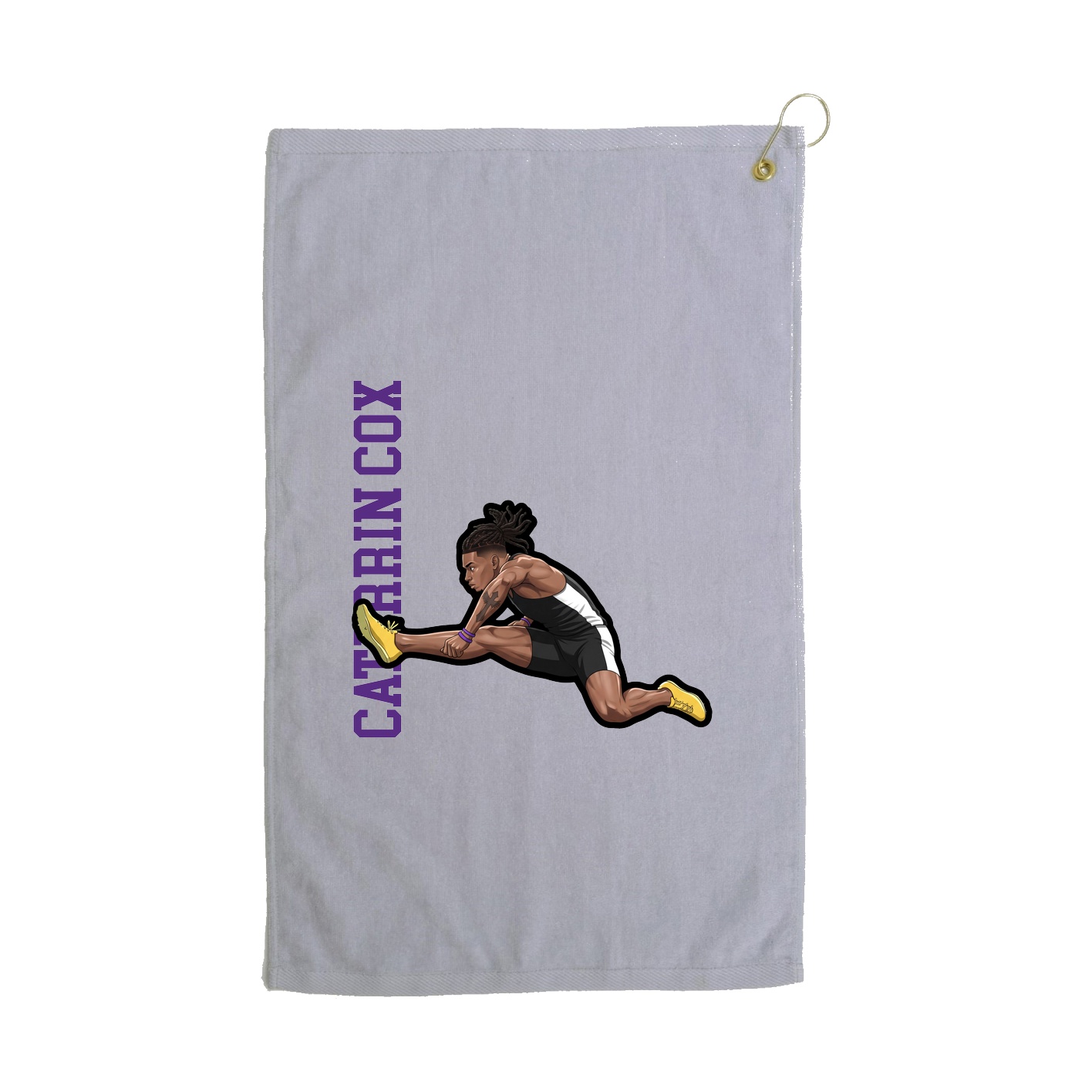Golf Towel — Name Vertical in Grey