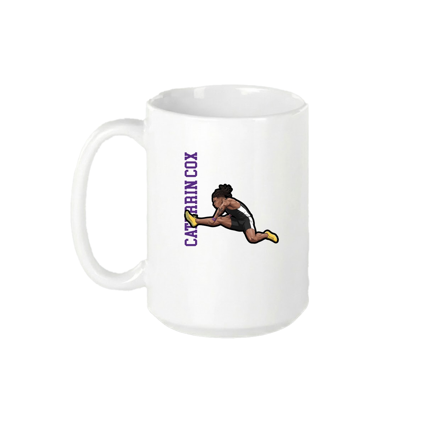 15oz Coffee Mug — Name Vertical in White
