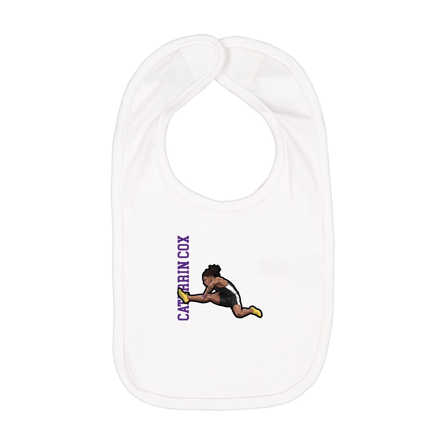 Infant Bib — Name Vertical in White