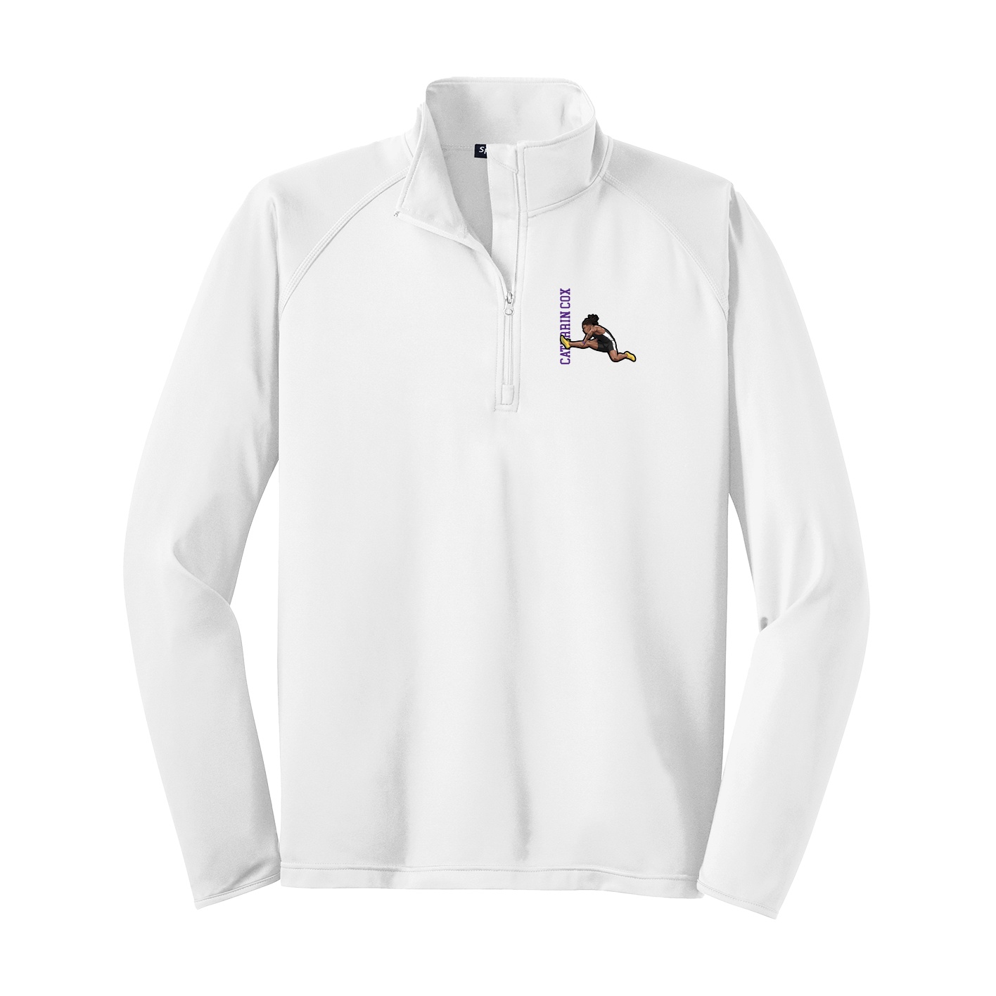 Q-Zip Pullover — Name Vertical in White