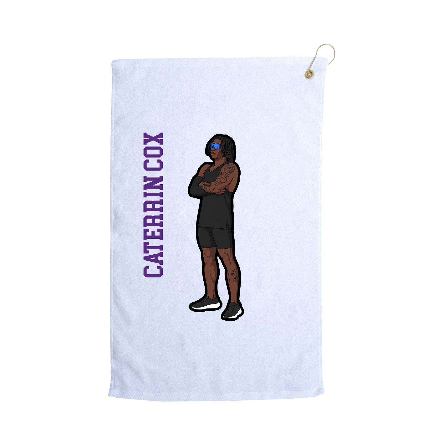 Golf Towel — Name Vertical in White