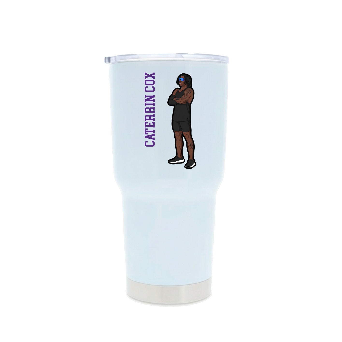 30oz Stainless Steel Tumbler — Name Vertical in White