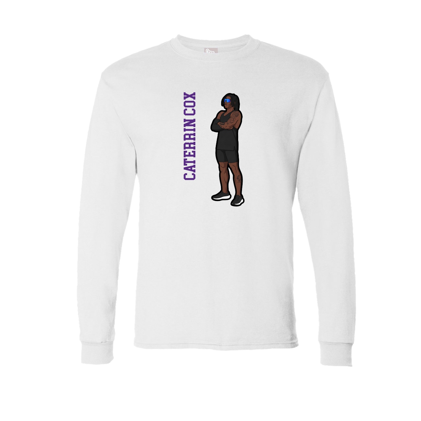 Long Sleeve Tee — Name Vertical in White