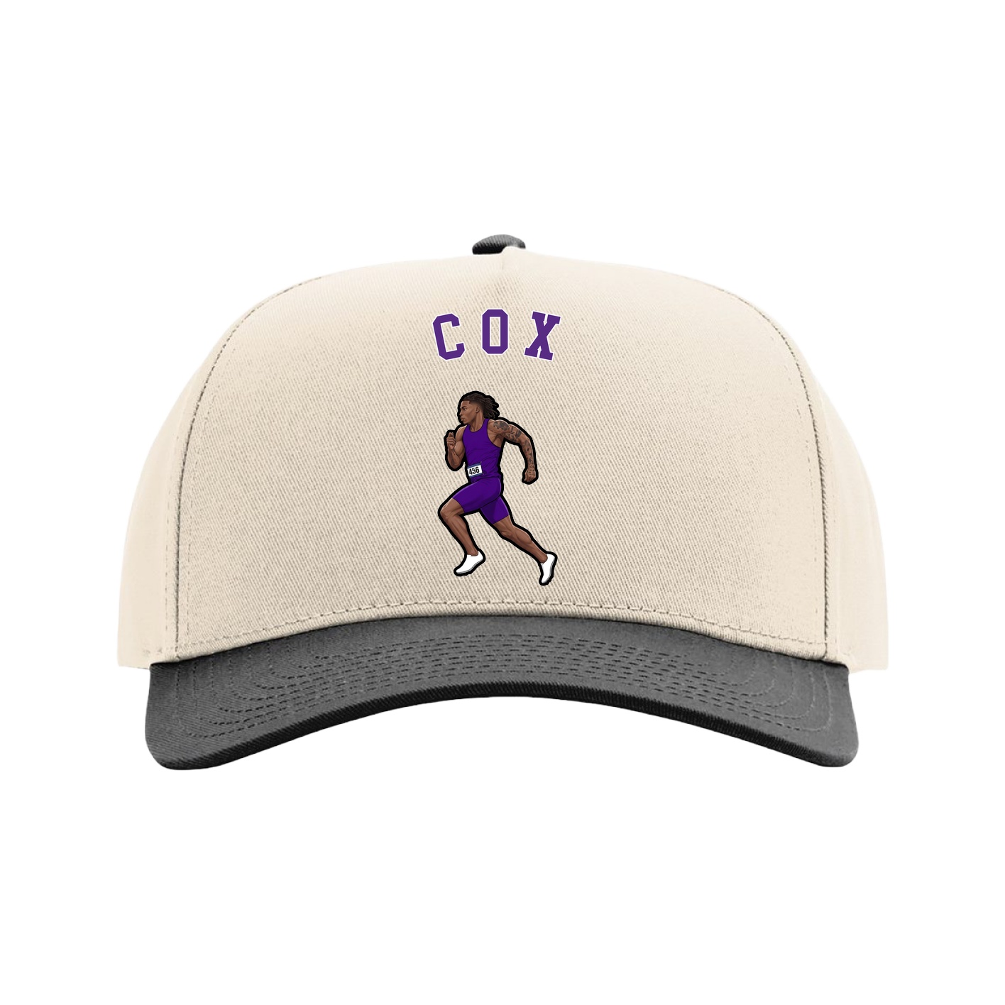 Full Fabric Five-Panel Champ Cap — Shirsey Arch in Cream/Black