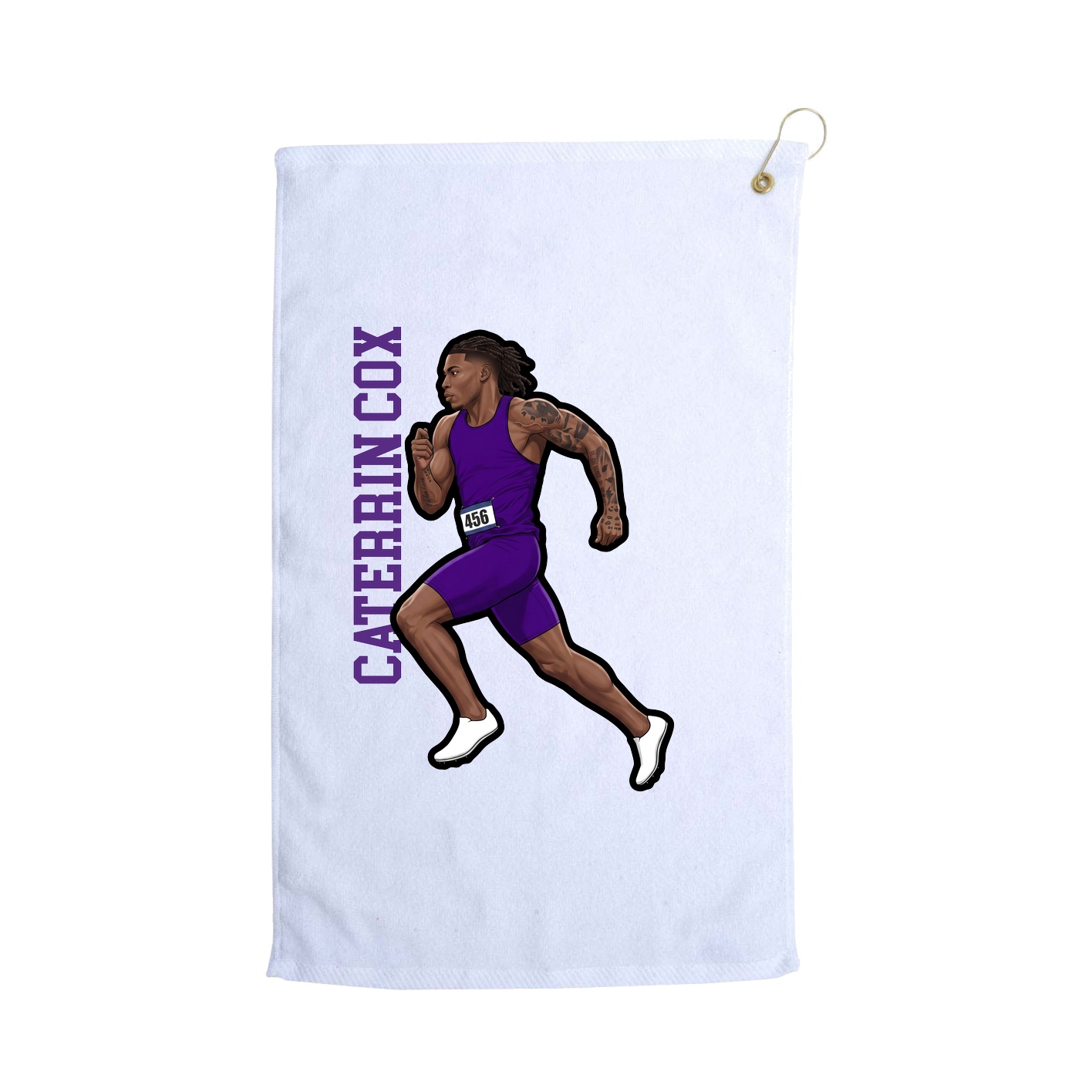 Golf Towel — Name Vertical in White