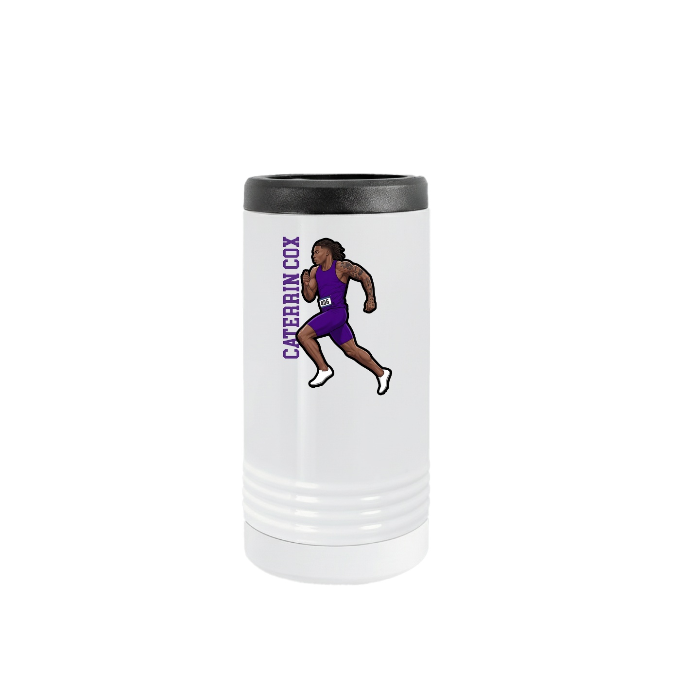Slim Beverage Holder — Name Vertical in White