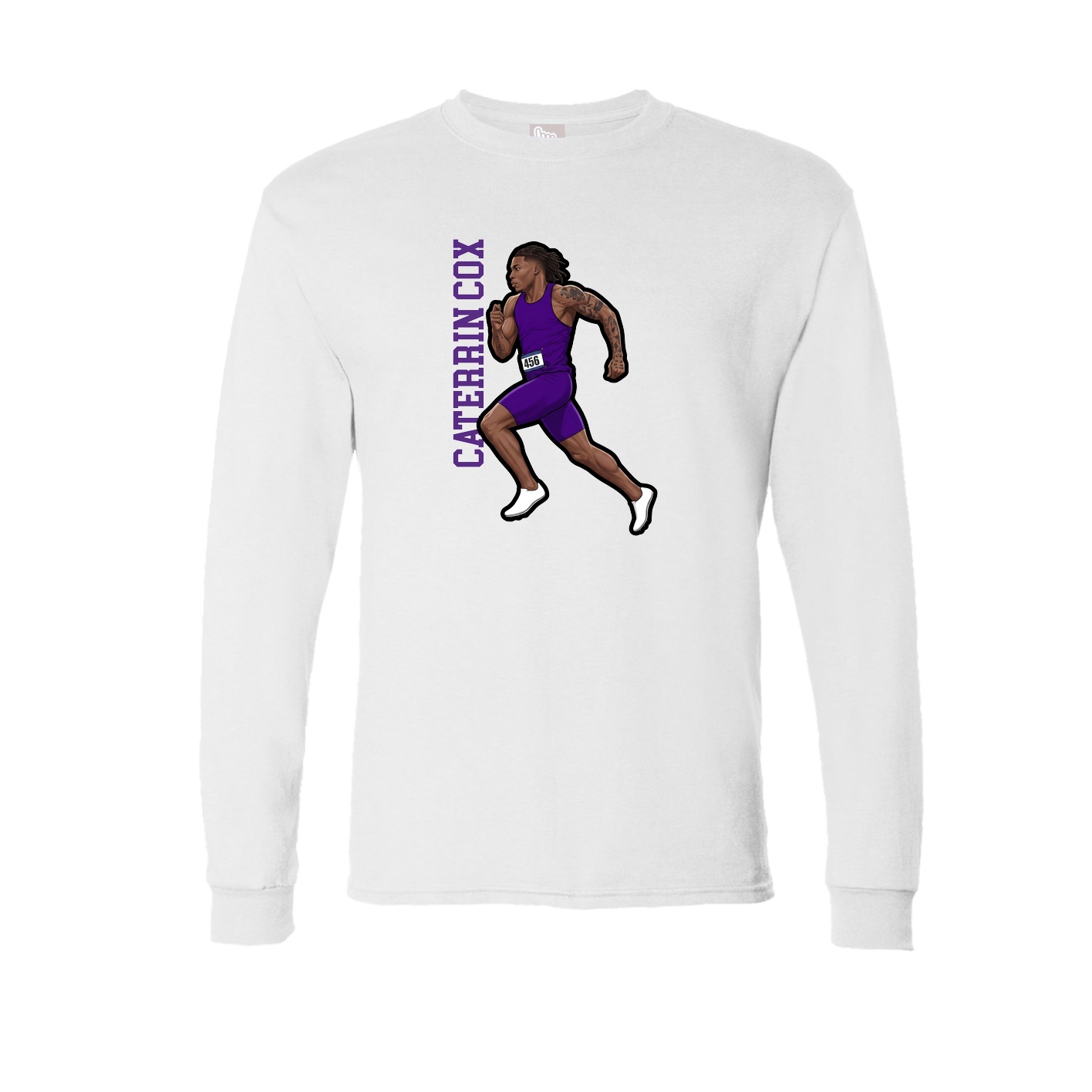 Long Sleeve Tee — Name Vertical in White