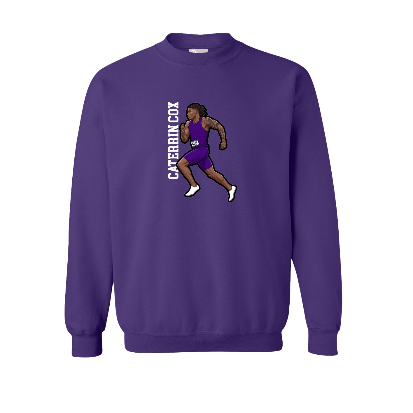 Fleece Crew — Name Vertical in Purple