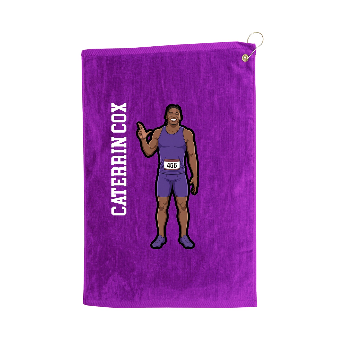 Golf Towel — Name Vertical in Purple