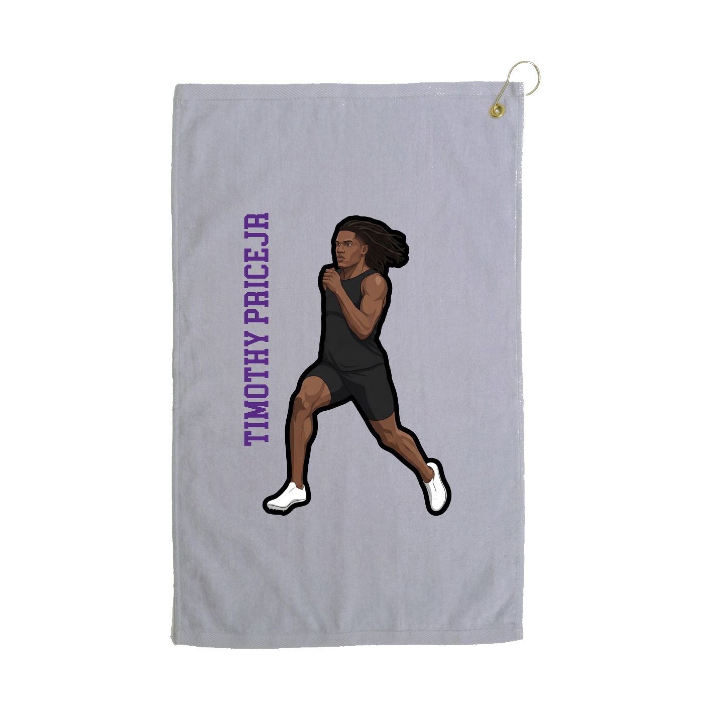 Golf Towel — Name Vertical in Grey