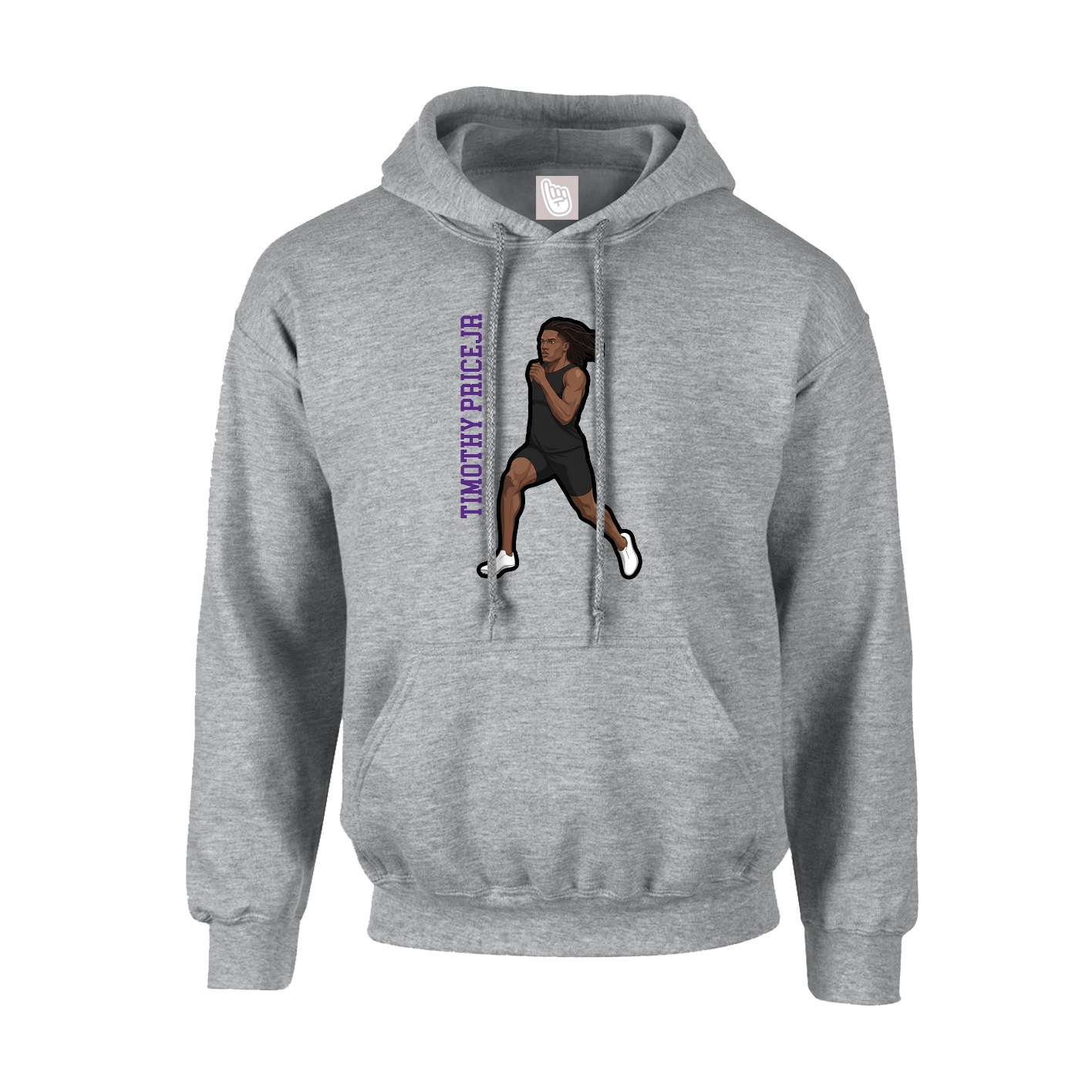 Youth Hoodie — Name Vertical in Grey