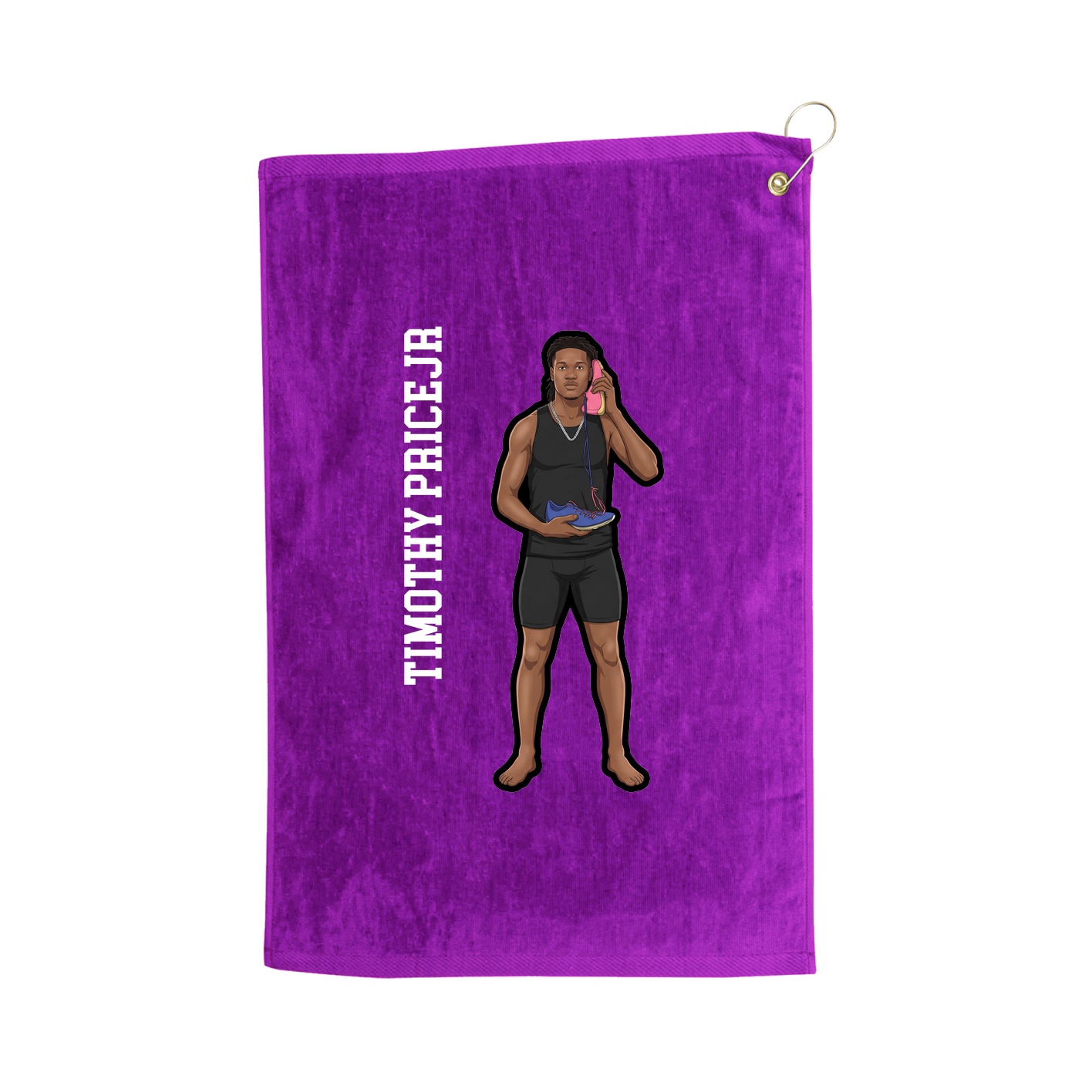 Golf Towel — Name Vertical in Purple