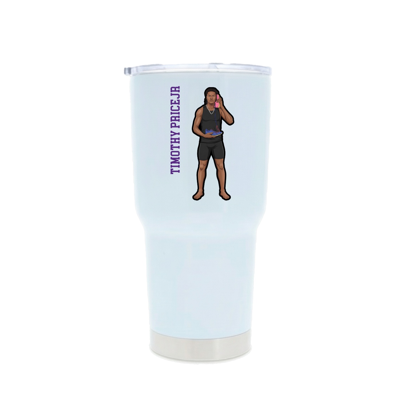 30oz Stainless Steel Tumbler — Name Vertical in White